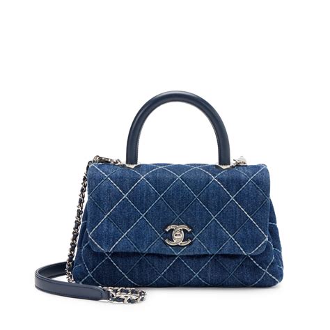 chanel blue coco handle|Chanel coco top handle small.